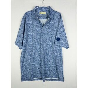 Donald Ross Sportswear Abstract Print Golf Polo Mens L Blue Country Club Perform